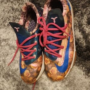 Floral Nike Sneakers with Blue Accents